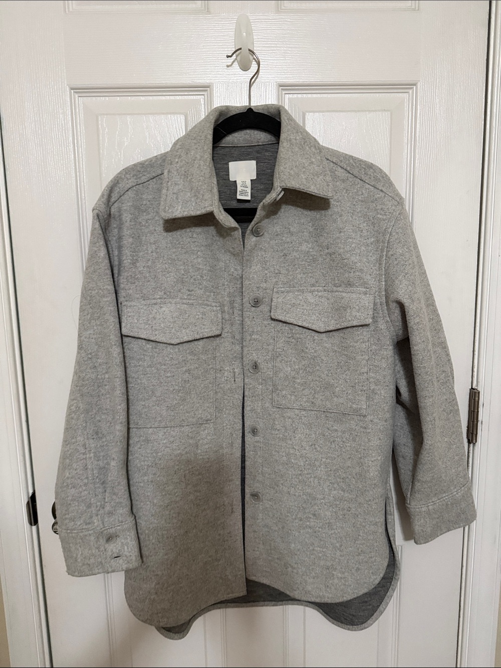 H&M Light Gray Wool-Blend Button Front Shacket